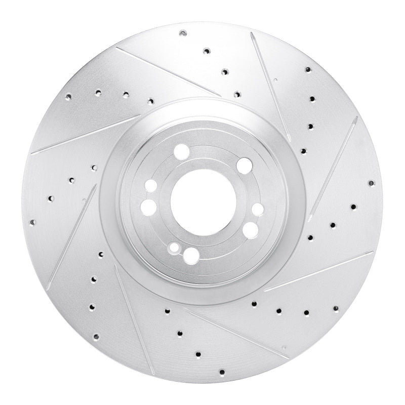 R1 Concepts 20-26 Mercedes-Benz GLE450e Front Right Drilled & Slotted Silver Brake Rotor
