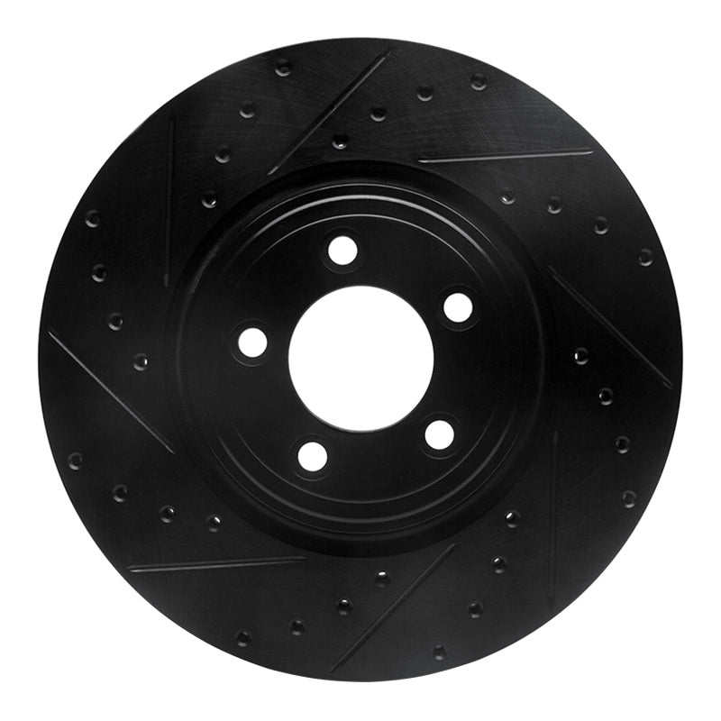 R1 Concepts 06-10 Jaguar XK Front Left Drilled & Slotted Black Brake Rotor