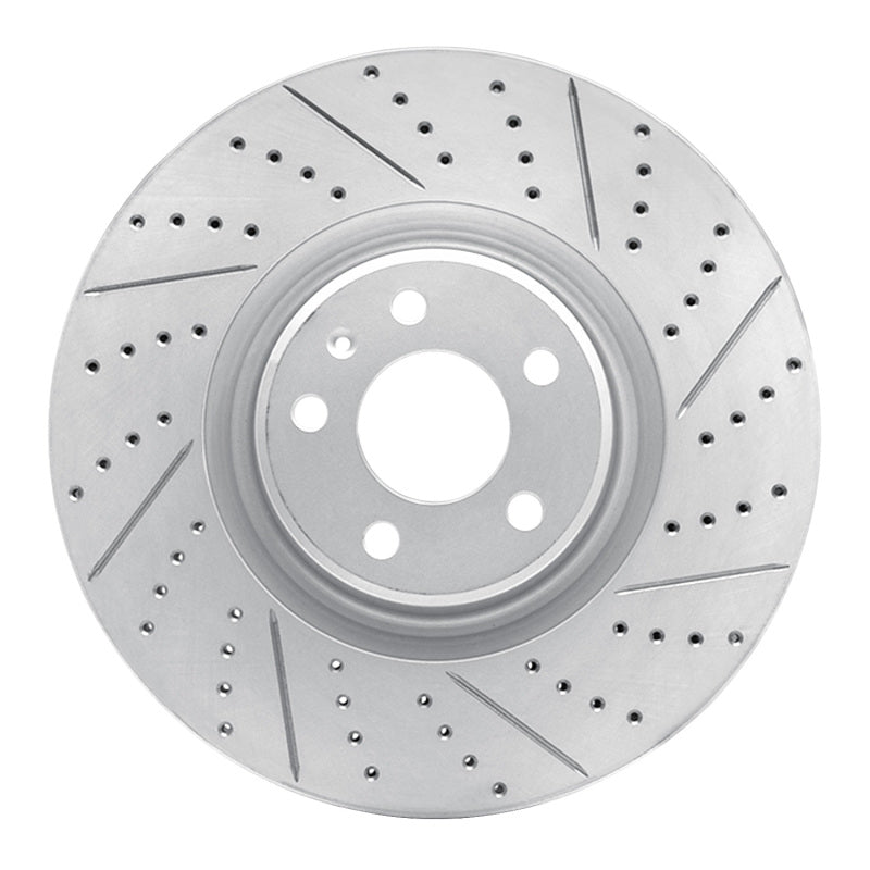 R1 Concepts 12-18 Audi A6 Quattro Front Right Drilled & Slotted Geo-Carbon Rotor