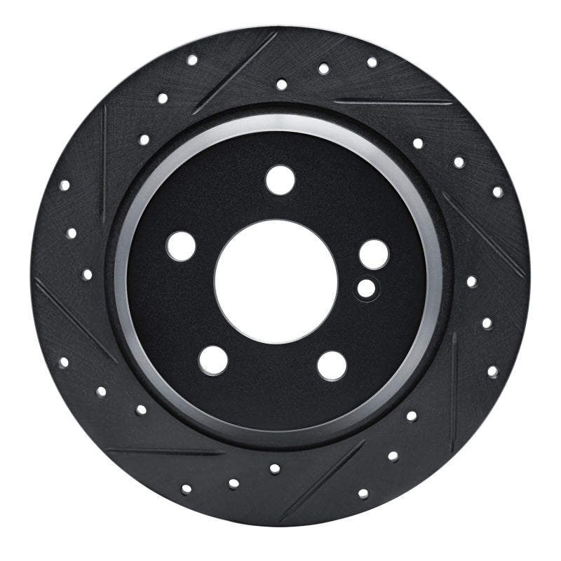 R1 Concepts 03-06 Mercedes-Benz SL500 Rear Left Drilled & Slotted Black Brake Rotor