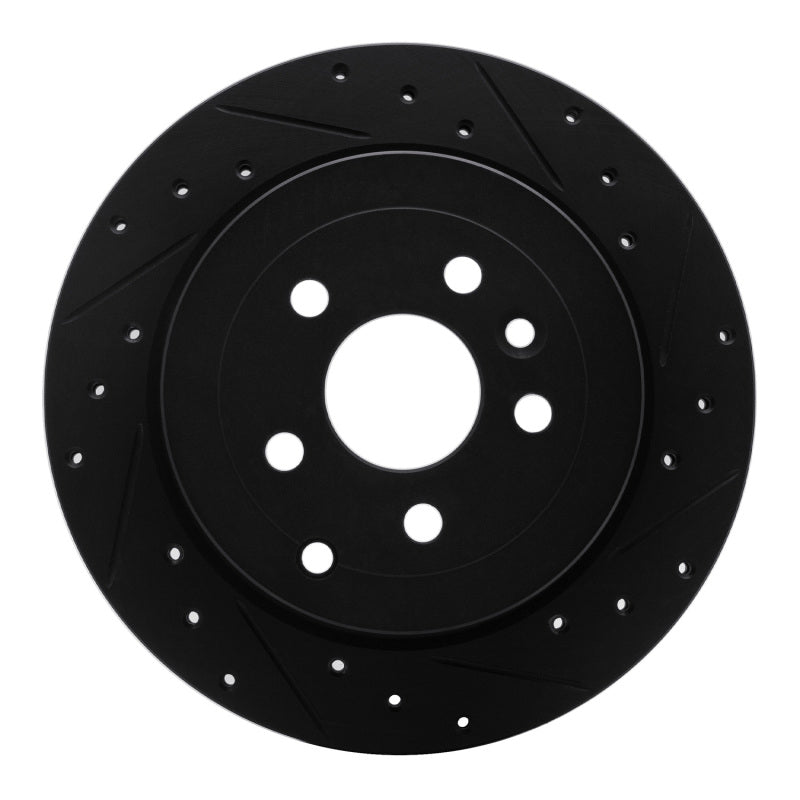 R1 Concepts 08-12 Land Rover LR2 Rear Right Drilled & Slotted Black Brake Rotor