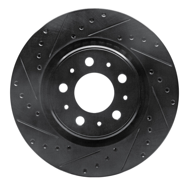 R1 Concepts 98-04 Volvo V70 Front Left Drilled & Slotted Black Brake Rotor