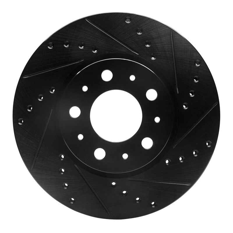 R1 Concepts 95-04 Volvo S90 Front Right Drilled & Slotted Black Brake Rotor