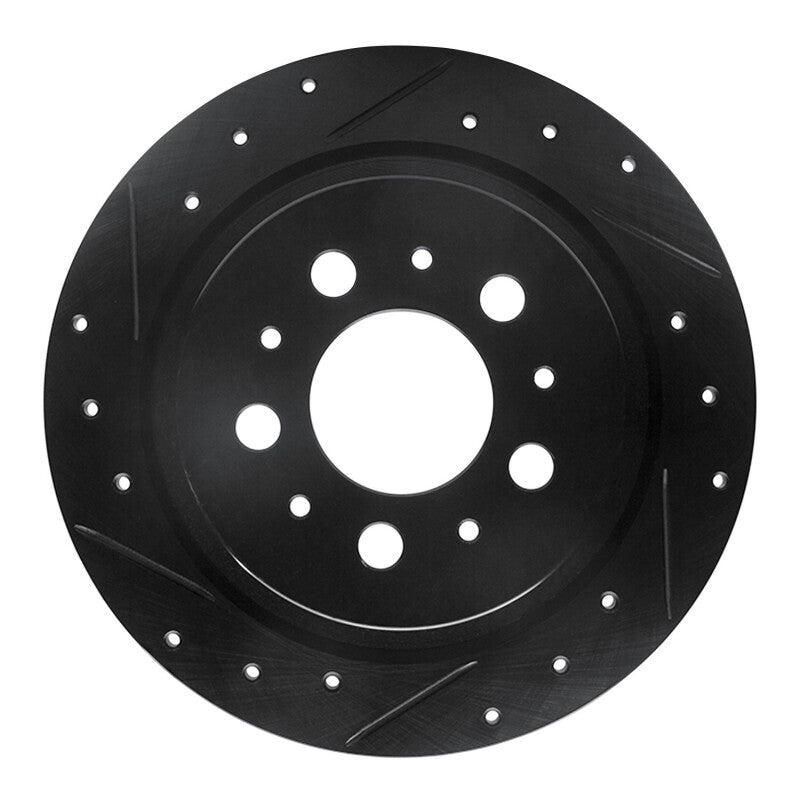 R1 Concepts 97-98 Volvo V90 Rear Left Drilled & Slotted Black Brake Rotor