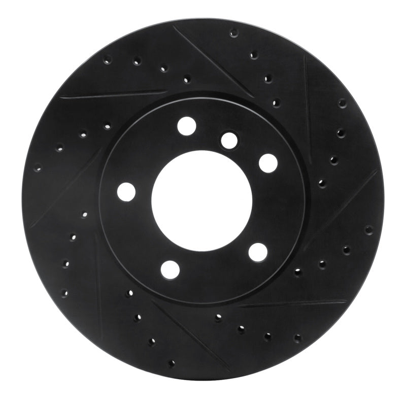 R1 Concepts 06-13 BMW 325I (USA/Canada) Front Right Drilled & Slotted Black Brake Rotor