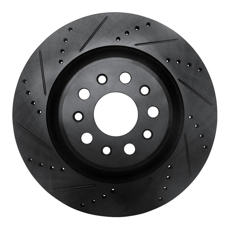 R1 Concepts 17-24 Maserati LeVante Rear Left Drilled & Slotted Black Brake Rotor