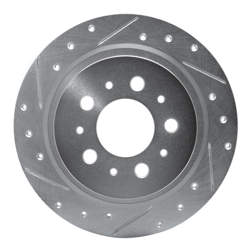 R1 Concepts 97-98 Volvo S90 Rear Left Drilled & Slotted Silver Brake Rotor