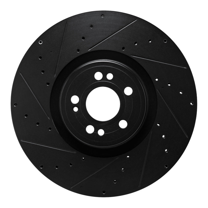 R1 Concepts 20-26 Mercedes-Benz GLE450e Front Left Drilled & Slotted Black Brake Rotor