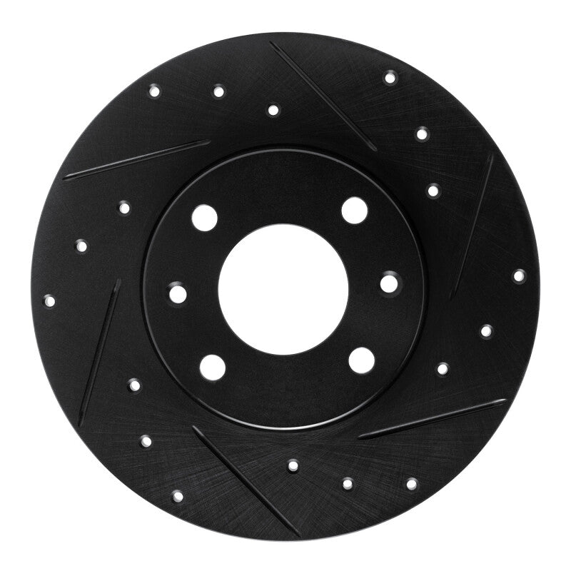 R1 Concepts 89-91 Peugeot 405 Front Right Drilled & Slotted Black Brake Rotor