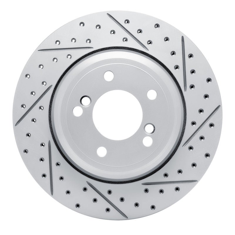 R1 Concepts 00-06 BMW M5 Rear Right Drilled & Slotted Geo-Carbon Rotor