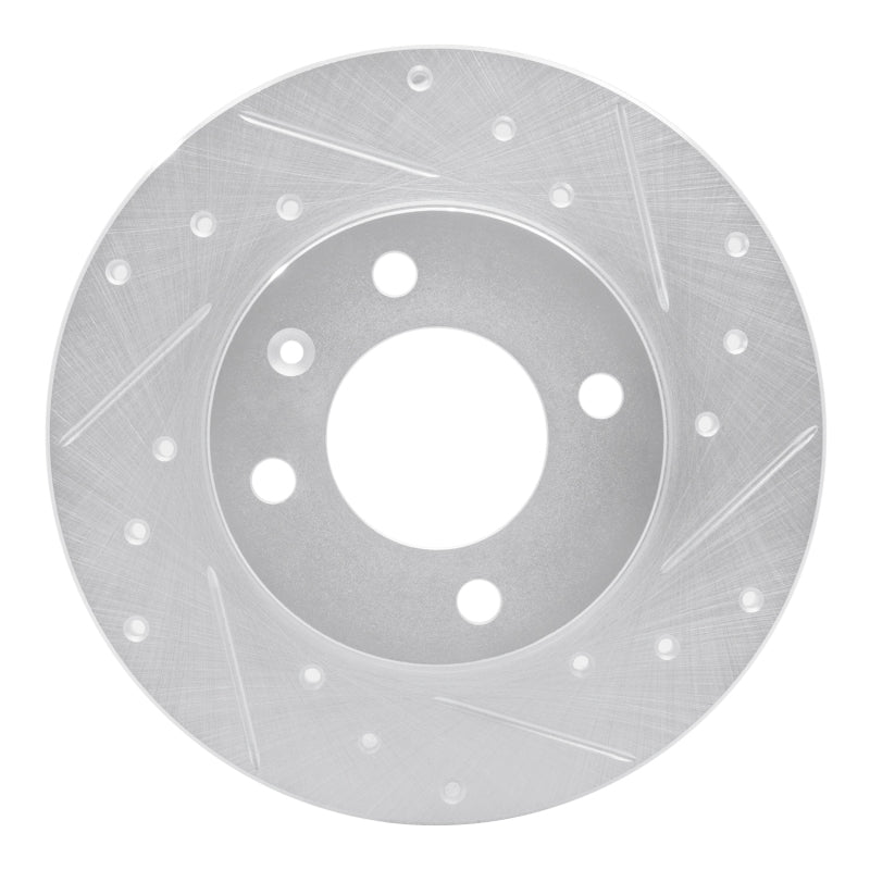 R1 Concepts 73-05 Audi Coupe Front Right Drilled & Slotted Silver Brake Rotor