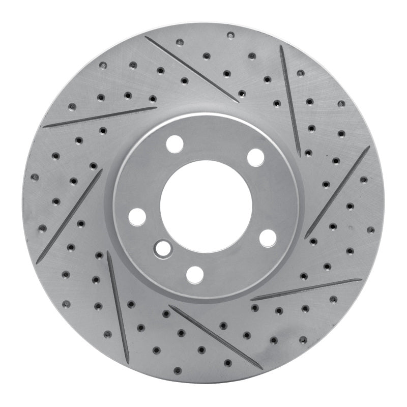 R1 Concepts 00-03 BMW 530I Front Right Drilled & Slotted Geo-Carbon Rotor