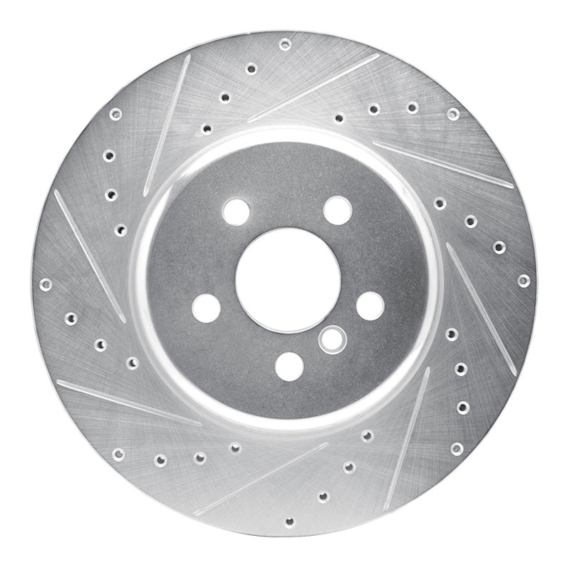 R1 Concepts 17-25 BMW 530E Front Left Drilled & Slotted Silver Brake Rotor