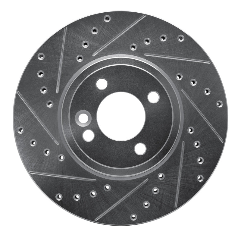 R1 Concepts 02-06 Mini Cooper (Excl Clubman) Front Left Drilled & Slotted Silver Brake Rotor