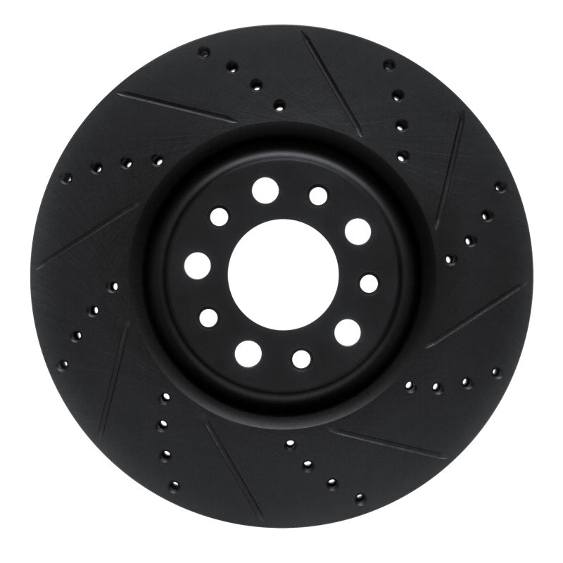 R1 Concepts 2017-2025 Alfa Romeo Stelvio Front Right Drilled & Slotted Black Brake Rotor