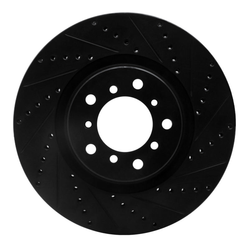 R1 Concepts 01-06 BMW M3 Left Front Drilled & Slotted Black Brake Rotor