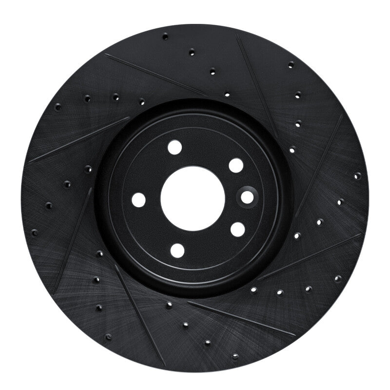 R1 Concepts 16-24 Jaguar XF Front Right Drilled & Slotted Black Brake Rotor