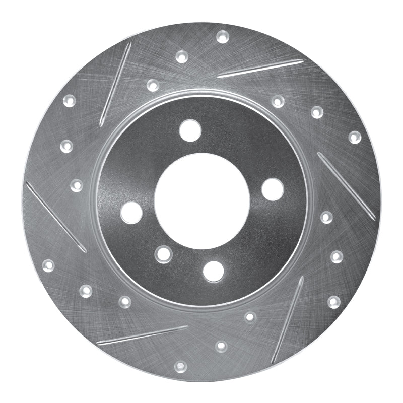 R1 Concepts 84-85 BMW 318I Front Left Drilled & Slotted Silver Brake Rotor