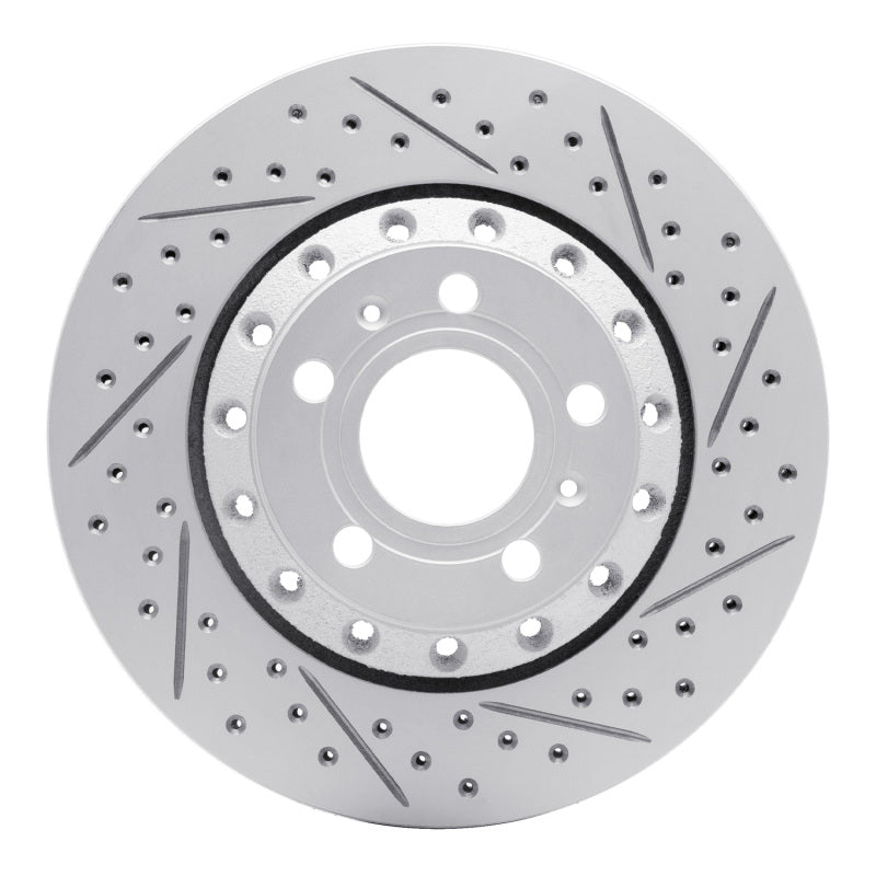 R1 Concepts 04-10 Audi A8 Rear Right Drilled & Slotted Geo-Carbon Rotor