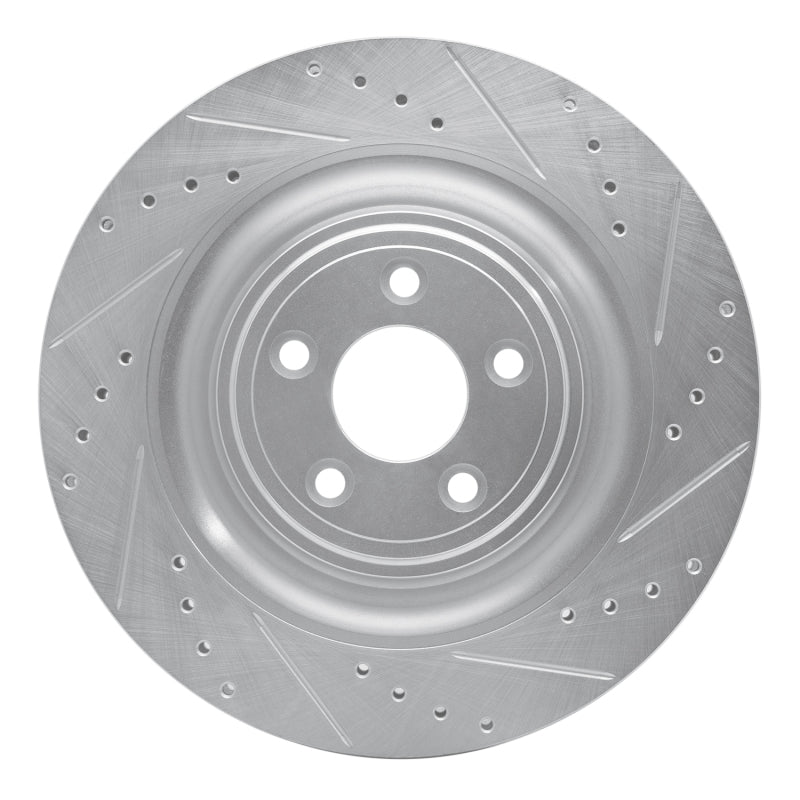 R1 Concepts 08-09 Jaguar XKR Left Rear Drilled & Slotted Silver Brake Rotor
