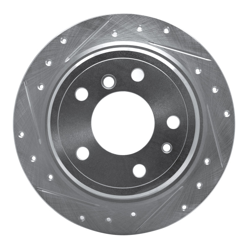R1 Concepts 81-86 BMW 733I Rear Left Drilled & Slotted Silver Brake Rotor