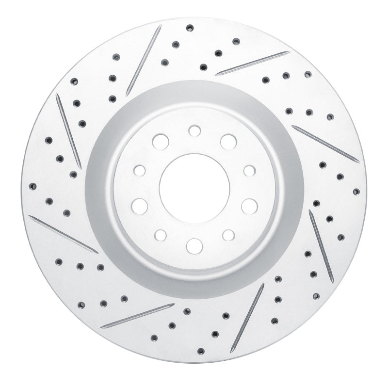 R1 Concepts 14-19 Fiat 500L Front Left Drilled & Slotted Geo-Carbon Rotor