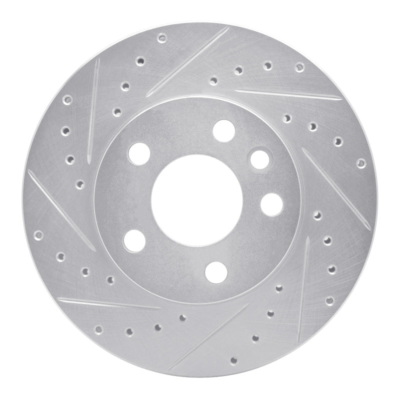 R1 Concepts 96-00 Volkswagen EuroVan Front Left Drilled & Slotted Silver Brake Rotor