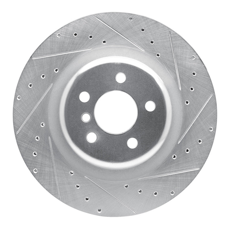 R1 Concepts 10-14 BMW X5 Rear Right Drilled & Slotted Silver Brake Rotor