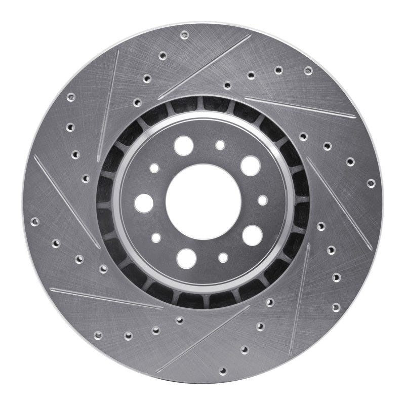 R1 Concepts 03-09 Volvo XC90 Front Left Drilled & Slotted Silver Brake Rotor