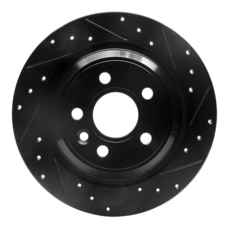 R1 Concepts 07-18 Volvo S60 Cross Country Rear Right Drilled & Slotted Black Brake Rotor