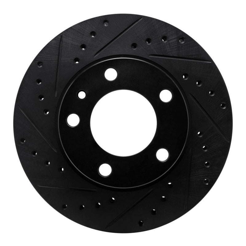 R1 Concepts 82-89 BMW 635CSI Front Left Drilled & Slotted Black Brake Rotor