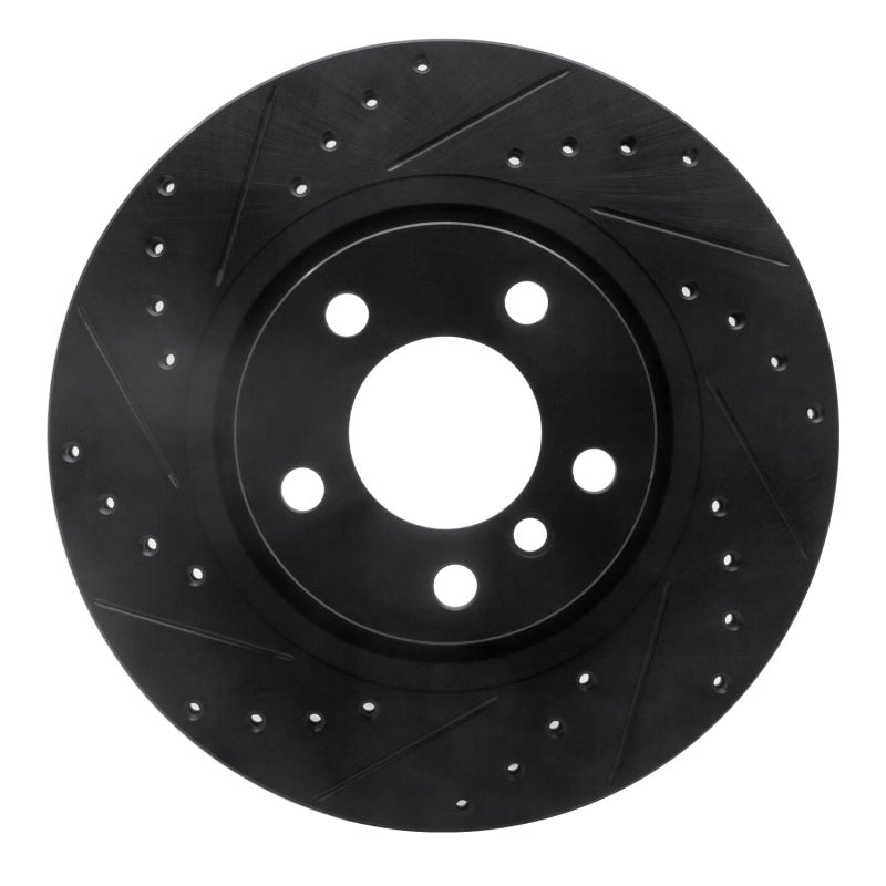 R1 Concepts 11-18 BMW X4 Rear Left Drilled & Slotted Black Brake Rotor