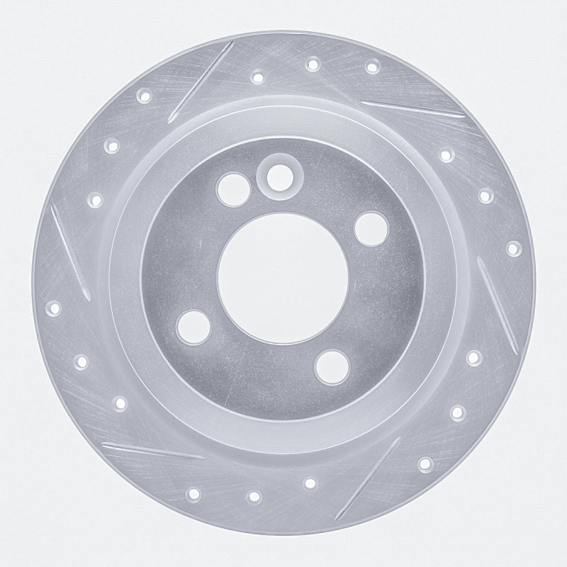 R1 Concepts 02-15 Mini Cooper Clubman Rear Left Drilled & Slotted Silver Brake Rotor