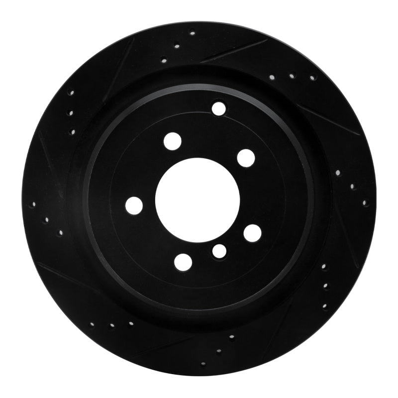 R1 Concepts 06-12 Land Rover Range Rover Rear Left Drilled & Slotted Black Brake Rotor