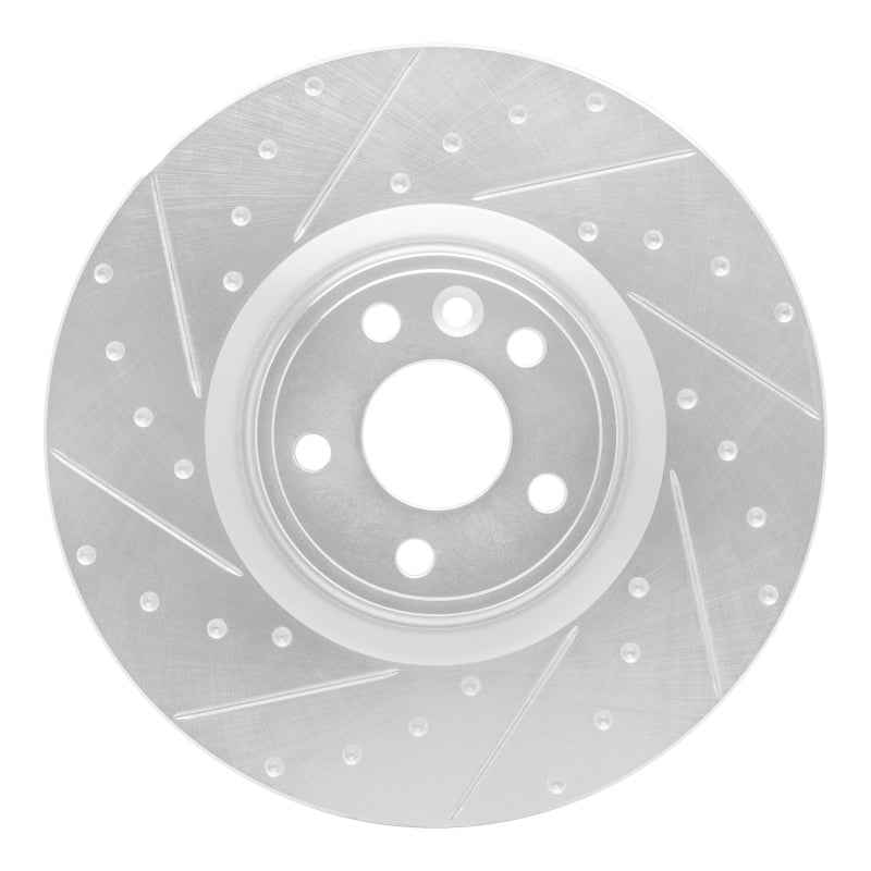 R1 Concepts 18-20 Jaguar E-Pace Front Left Drilled & Slotted Silver Brake Rotor