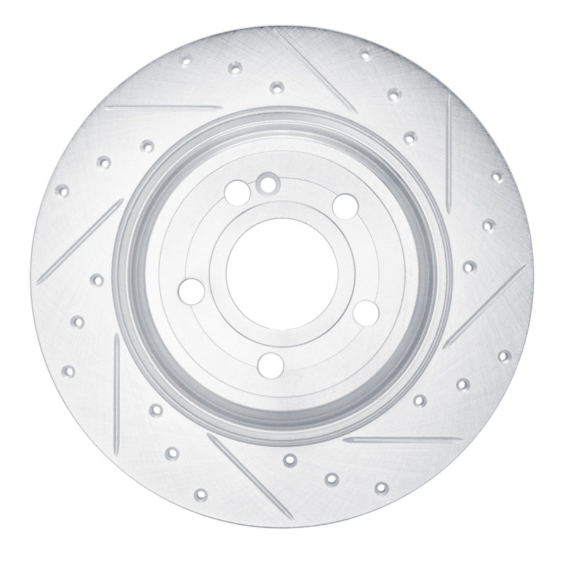 R1 Concepts 2020-2025 Mercedes-Benz CLA250 Rear Right Drilled & Slotted Silver Brake Rotor