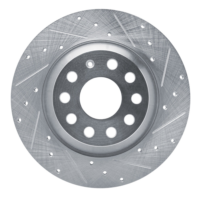 R1 Concepts 16-25 Audi Q3 Rear Right Drilled & Slotted Silver Brake Rotor