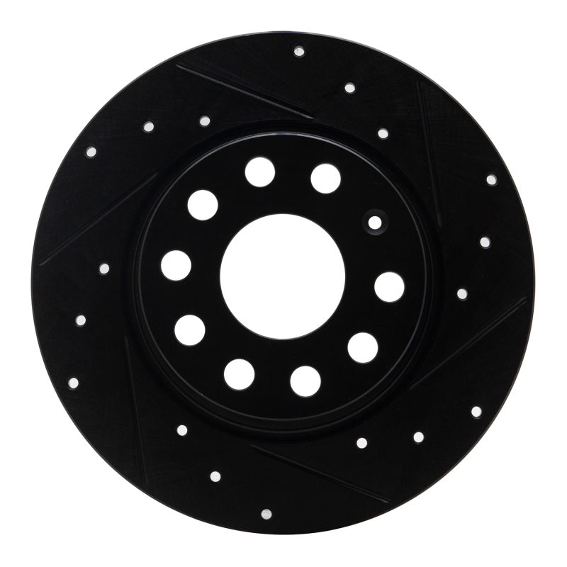 R1 Concepts 05-25 Audi A3 Sportback E-Tron Rear Right Drilled & Slotted Black Brake Rotor