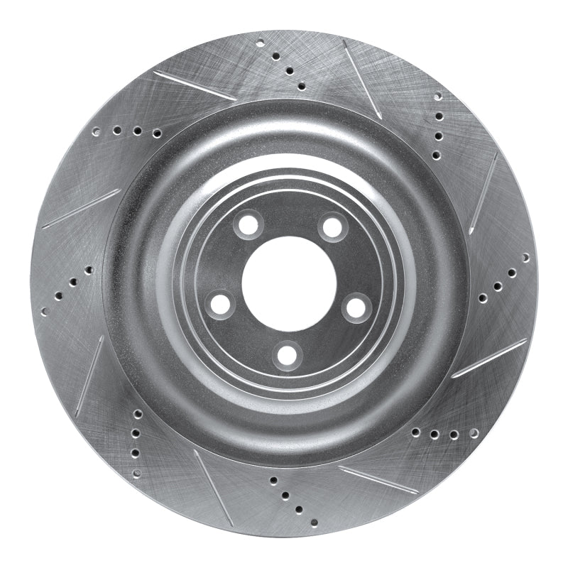 R1 Concepts 08-09 Jaguar XKR Left Front Drilled & Slotted Silver Brake Rotor