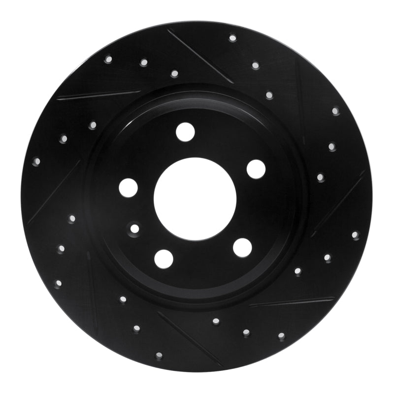R1 Concepts 09-25 Audi A4 Rear Right Drilled & Slotted Black Brake Rotor