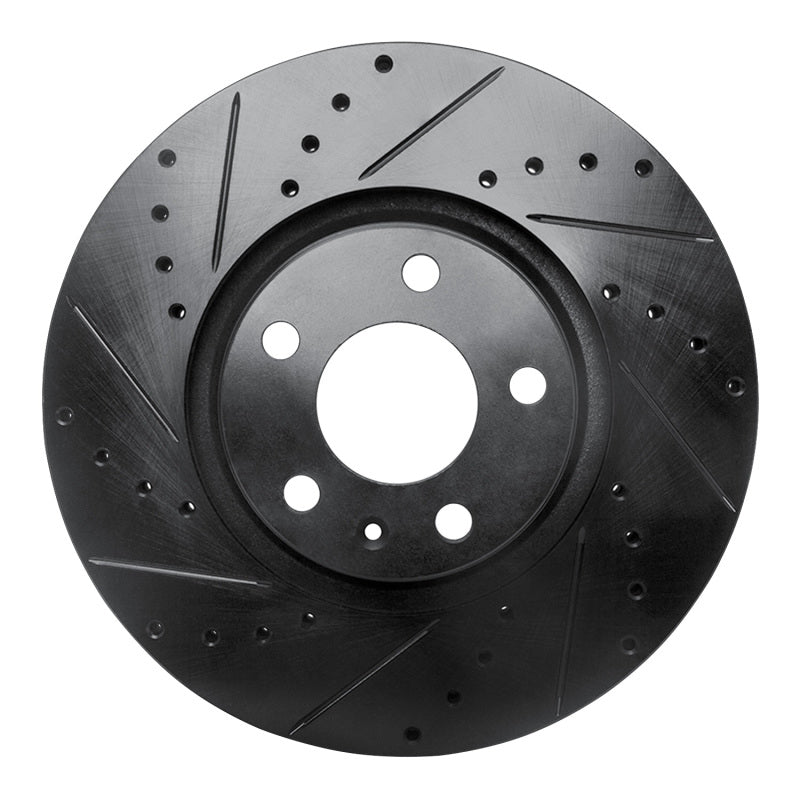 R1 Concepts 05-11 Audi A6 Quattro Front Left Drilled & Slotted Black Brake Rotor