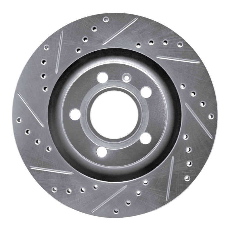 R1 Concepts 04-09 Audi S4 Rear Left Drilled & Slotted Silver Brake Rotor