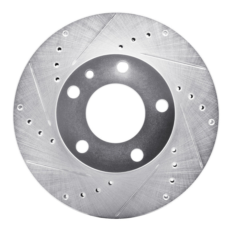 R1 Concepts 82-86 BMW 735I Front Left Drilled & Slotted Silver Brake Rotor