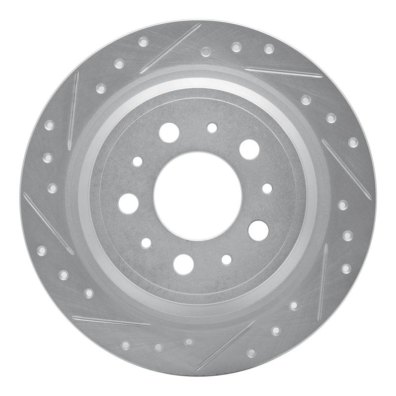 R1 Concepts 98-00 Volvo S70 Rear Left Drilled & Slotted Silver Brake Rotor