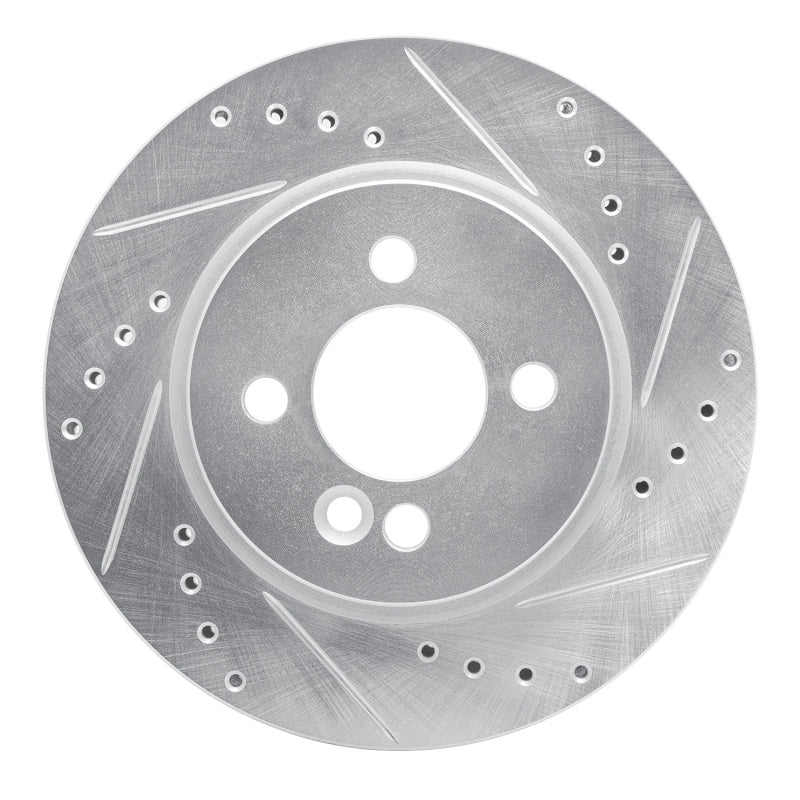 R1 Concepts 02-08 Mini Cooper (Excl Clubman) Front Right Drilled & Slotted Silver Brake Rotor