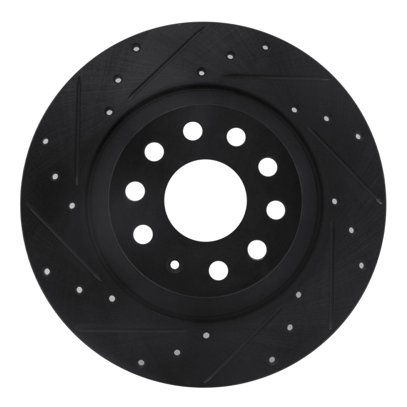 R1 Concepts 16-25 Audi TT Quattro Rear Left Drilled & Slotted Black Brake Rotor