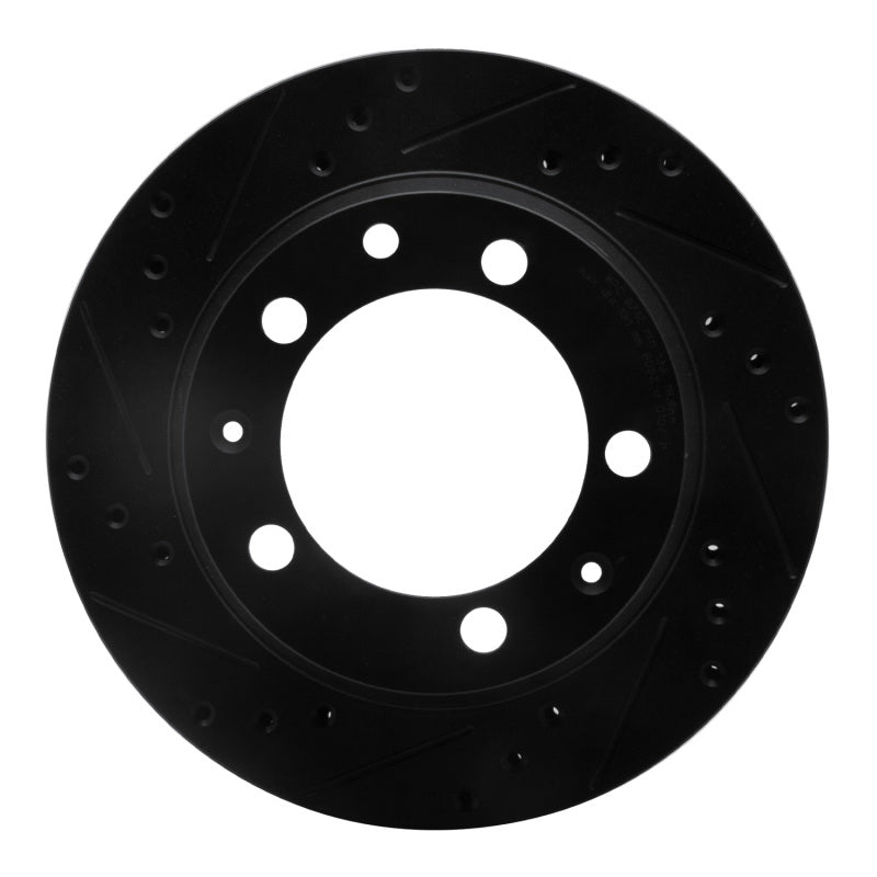 R1 Concepts 87-89 Porsche 944 Except Turbo Rear Left Drilled & Slotted Black Brake Rotor