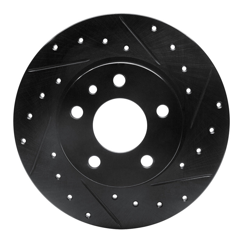 R1 Concepts 91-95 Alfa Romeo 164 Rear Right Drilled & Slotted Black Brake Rotor