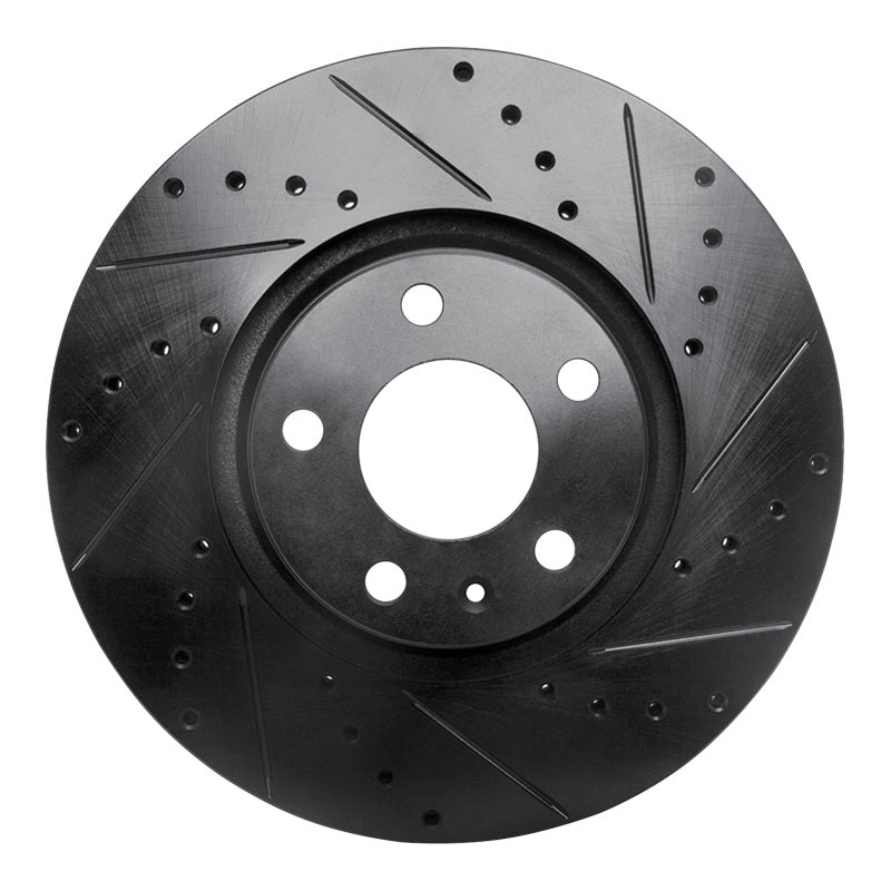R1 Concepts 05-11 Audi A6 (USA/Canada) Front Right Drilled & Slotted Black Brake Rotor