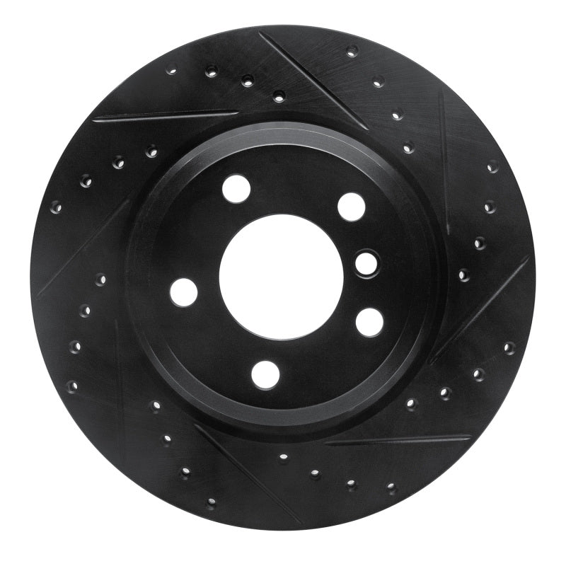R1 Concepts 12-20 BMW 335I GT xDrive Rear Right Drilled & Slotted Black Brake Rotor